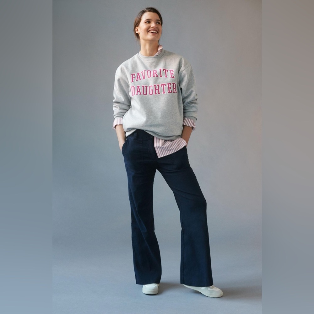 Anthropologie The Naomi Wide-Leg Flare Pants in Navy